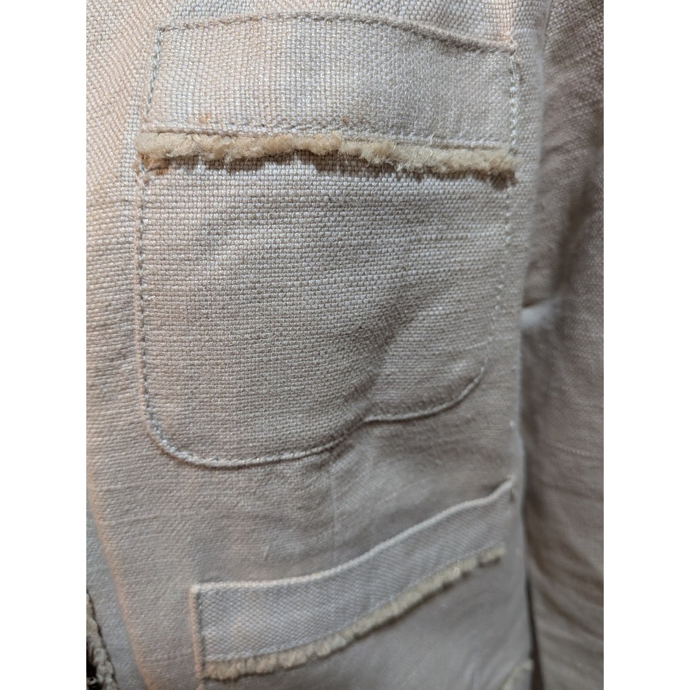 GAP M‎ Beige Flax Frayed Trim Neutral Minimalist Crop Jacket Career Boss Date - Picture 5 of 11